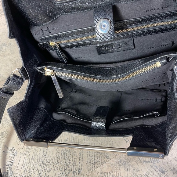 Halston Heritage Lizard Embossed Leather Satchel - Picture 9 of 14